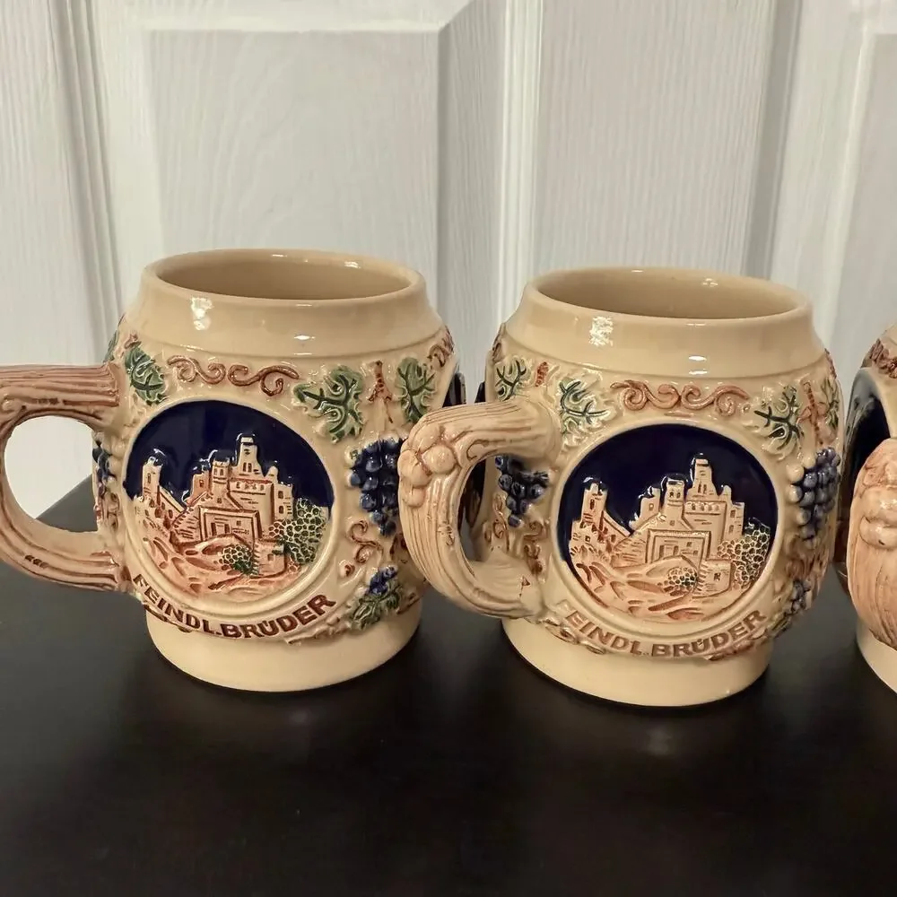 Gerz West Germany Castle Stein Small Mug Cups Set 0f 4